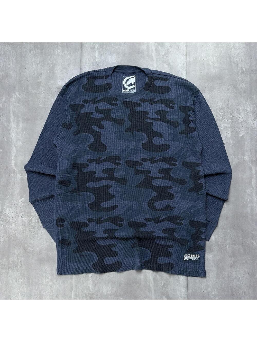 Y2K Ecko Unltd Grunge Skater Camo Long Skeeve Thermal Shirt